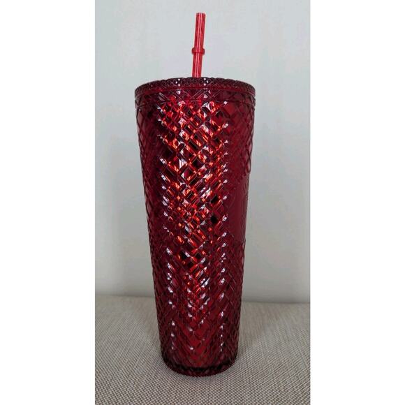 Starbucks Tumbler Cold Cup Venti 24oz Red Holiday 2021 Jeweled Christmas - Picture 4 of 7